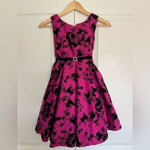 JONA MICHELLE Girls Floral Hot Pink and Black Formal Dress